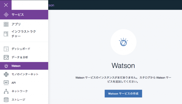Watsonサービスを選択