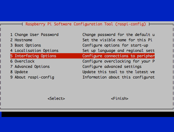 raspi-config menu