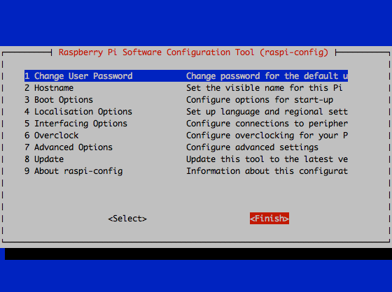 raspi-config Finish